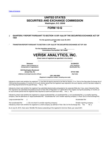 Thumbnail Verisk Analytics 10-Q Quarterly Report FY2015 