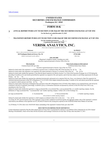 Thumbnail Verisk Analytics 10-K Annual Report 2015