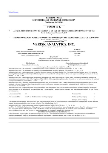 Thumbnail Verisk Analytics 10-K Annual Report 2017