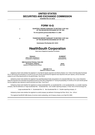 Thumbnail Encompass Health
 10-Q Quarterly Report FY 