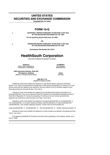 Thumbnail Encompass Health
 10-Q Quarterly Report FY 