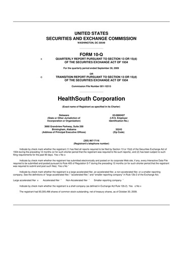 Thumbnail Encompass Health
 10-Q Quarterly Report FY 