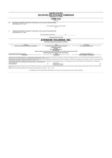 Miniature Avidbank Holdings 10-Q Rapport trimestriel 2025 