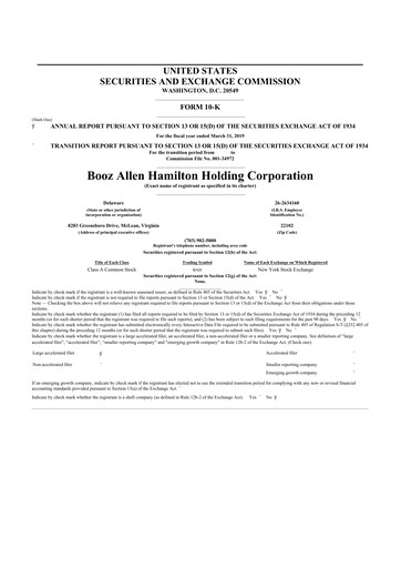 Thumbnail Booz Allen Hamilton
 10-K Annual Report 2019