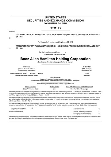 Thumbnail Booz Allen Hamilton
 10-Q Quarterly Report FY2020 