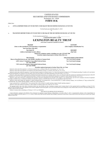 Thumbnail LXP Industrial Trust 10-K Annual Report 2012