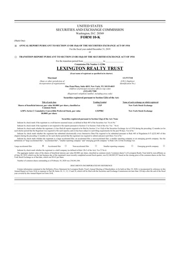 Thumbnail LXP Industrial Trust 10-K Annual Report 2019