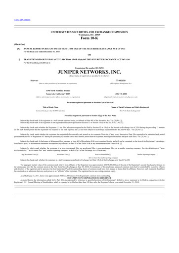 Thumbnail Juniper Networks
 10-K Annual Report 2010