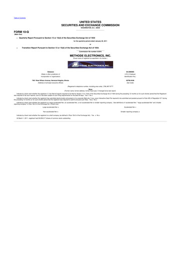 Thumbnail Methode Electronics
 10-Q Quarterly Report FY 