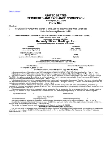 Miniature Kennedy Wilson 10-K Rapport annuel 