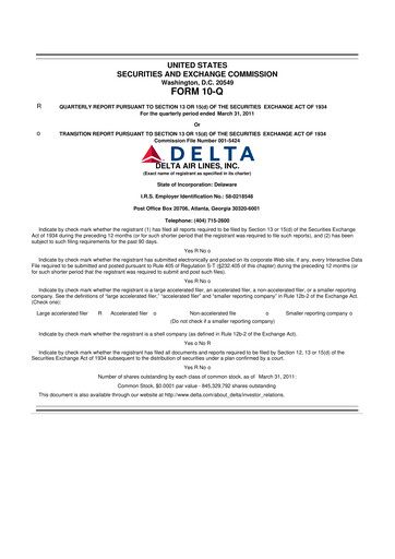 Thumbnail Delta Air Lines 10-Q Quarterly Report FY2011 