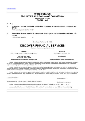 Thumbnail Discover Financial Services 10-Q Quarterly Report FY2011 