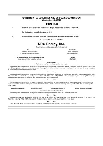 Thumbnail NRG Energy
 10-Q Quarterly Report FY2011 