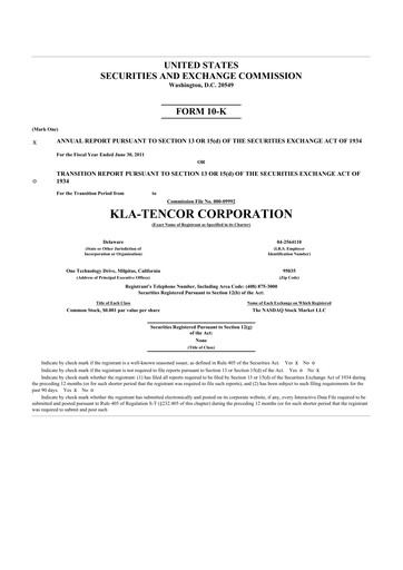 Thumbnail KLA 10-K Annual Report 2011