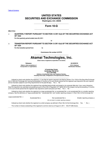 Thumbnail Akamai
 10-Q Quarterly Report FY2011 