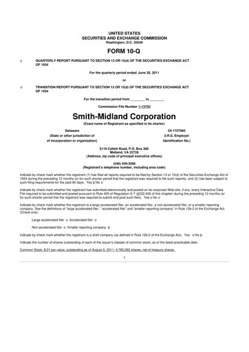 Miniature Smith-Midland Corporation 10-Q Rapport trimestriel 2011 