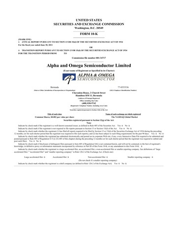 Thumbnail Alpha & Omega Semiconductor 10-K Annual Report 