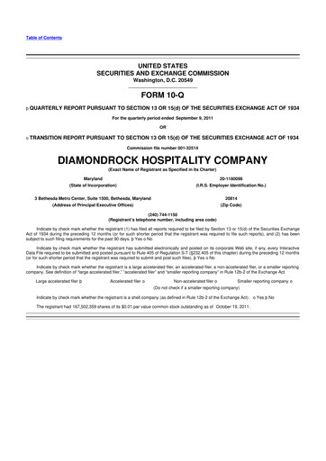 Thumbnail Diamondrock Hospitality Company 10-Q Quarterly Report FY2011 