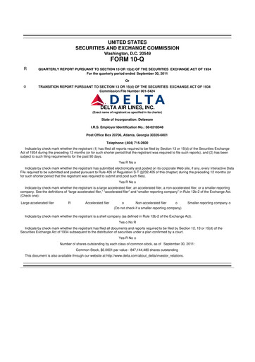 Thumbnail Delta Air Lines 10-Q Quarterly Report FY2011 