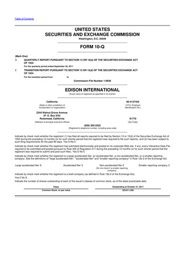 Thumbnail Edison International
 10-Q Quarterly Report FY2011 