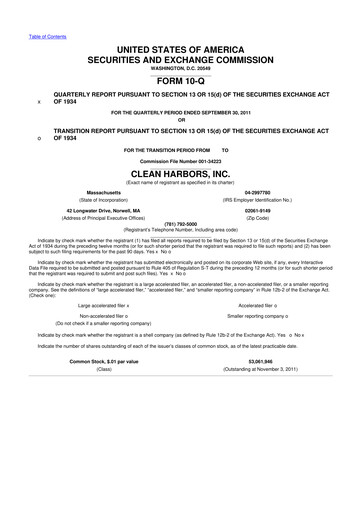 Thumbnail Clean Harbors
 10-Q Quarterly Report FY2011 