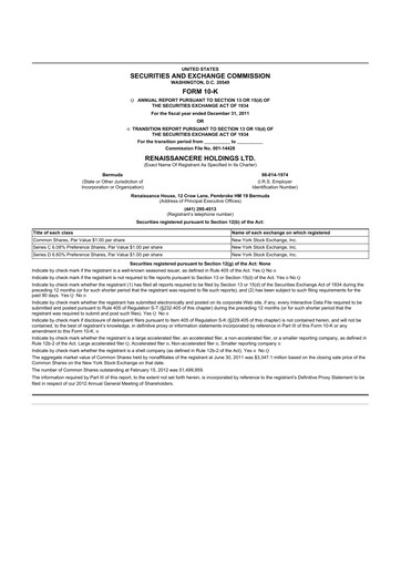 Thumbnail RenaissanceRe
 10-K Annual Report 2011