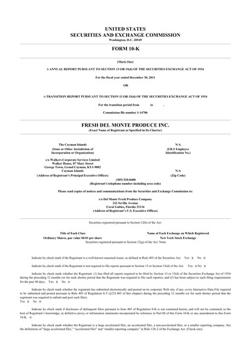 Thumbnail Fresh Del Monte Produce
 10-K Annual Report 2011