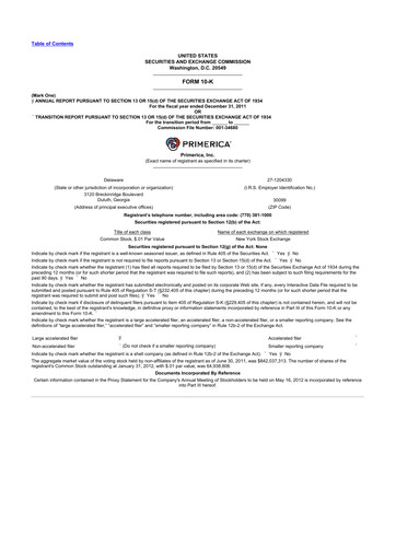 Thumbnail Primerica
 10-K Annual Report 2011