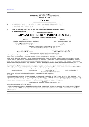 Thumbnail Advanced Energy 10-K Annual Report 2011