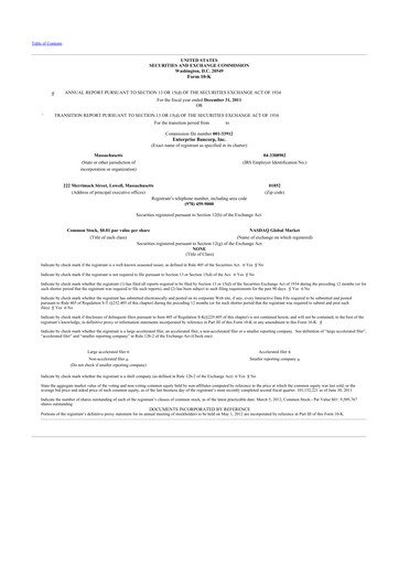Thumbnail Enterprise Bancorp 10-K Annual Report 2011