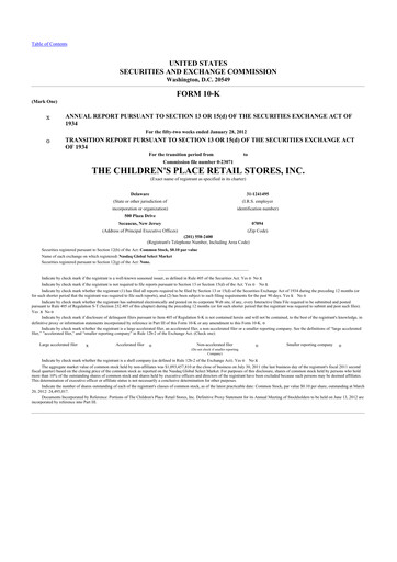 Thumbnail The Children's Place
 10-K Annual Report 2011