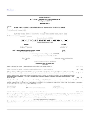 Thumbnail Healthcare Realty Trust 10-K Annual Report 2011