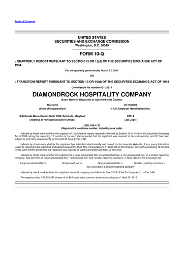 Thumbnail Diamondrock Hospitality Company 10-Q Quarterly Report FY2012 