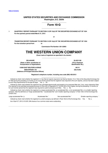 Thumbnail Western Union 10-Q Quarterly Report FY2012 