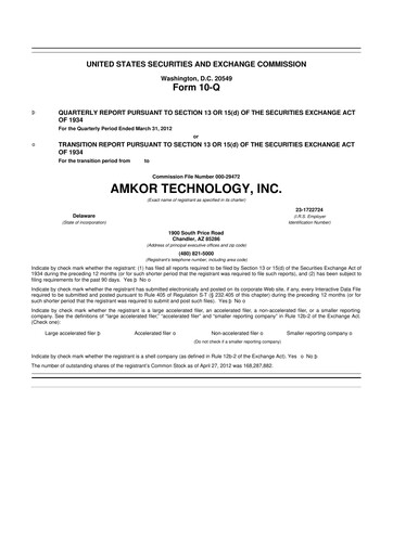 Vorschaubild Amkor Technology
 10-Q Quartalsbericht 2012 