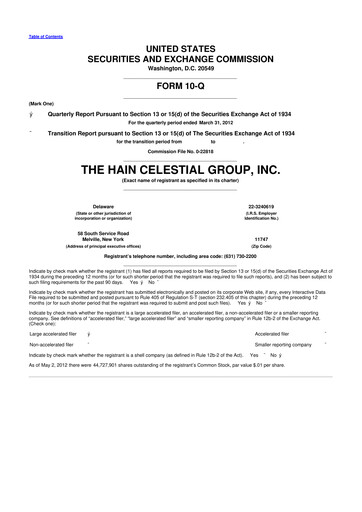 Thumbnail Hain Celestial 10-Q Quarterly Report FY2012 