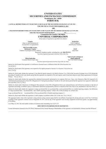 Thumbnail Universal Corporation
 10-K Annual Report 2012