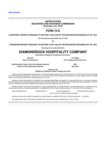 Thumbnail Diamondrock Hospitality Company 10-Q Quarterly Report FY2012 