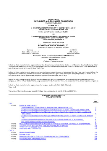 Vorschaubild RenaissanceRe
 10-Q Quartalsbericht 2012 