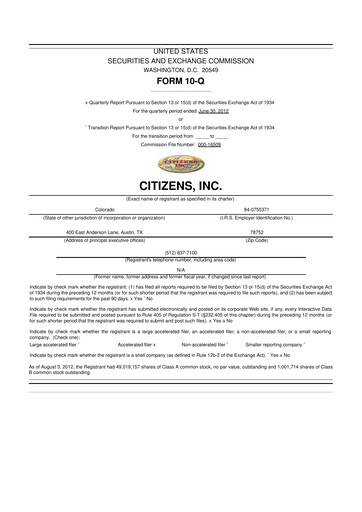Thumbnail Citizens Inc 10-Q Quarterly Report FY 