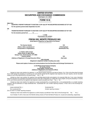 Vorschaubild Fresh Del Monte Produce
 10-Q Quartalsbericht 2012 