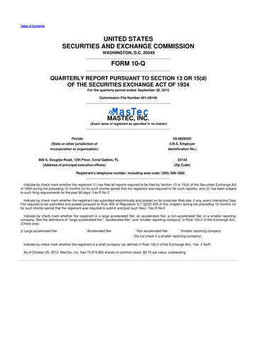 Thumbnail MasTec 10-Q Quarterly Report FY2012 