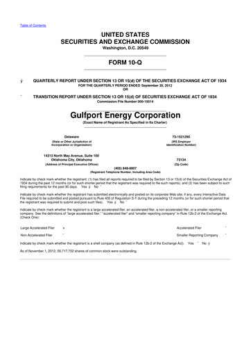 Thumbnail Gulfport Energy 10-Q Quarterly Report FY2012 