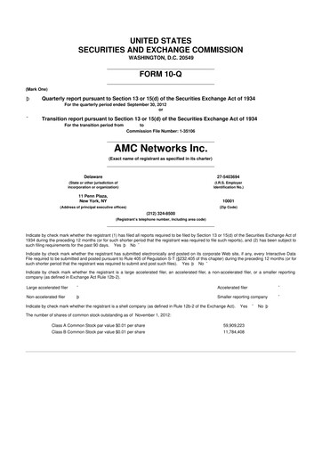 Thumbnail AMC Networks
 10-Q Quarterly Report FY2012 