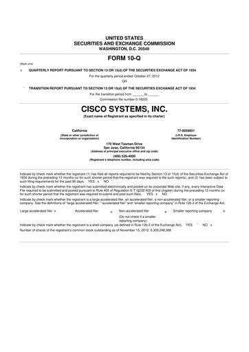 Thumbnail Cisco 10-Q Quarterly Report FY2013 