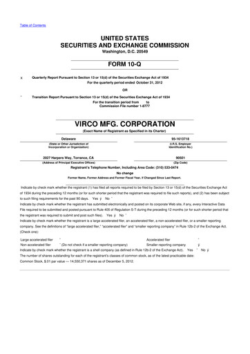 Thumbnail Virco Manufacturing 10-Q Quarterly Report FY2012 