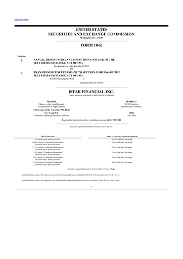 Thumbnail Safehold
 10-K Annual Report 2012