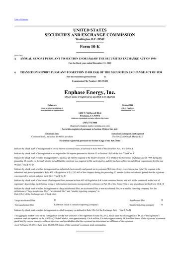 Thumbnail Enphase Energy
 10-K Annual Report 2012