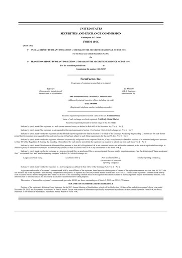 Thumbnail FormFactor 10-K Annual Report 2012