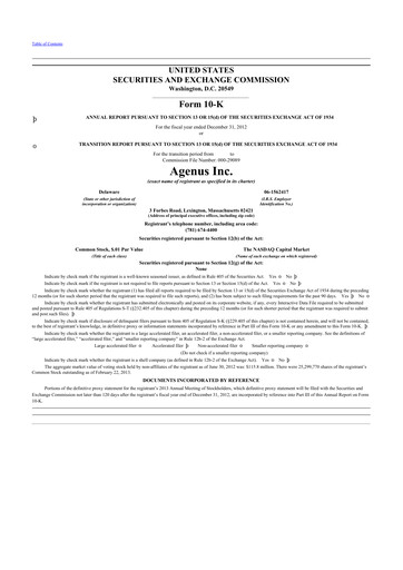 Thumbnail Agenus
 10-K Annual Report 2012